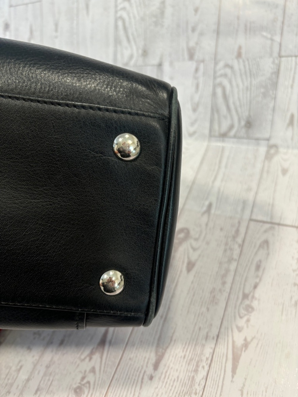 Coach Black Leather Tote with Silver Hardware - Picture 10 of 15